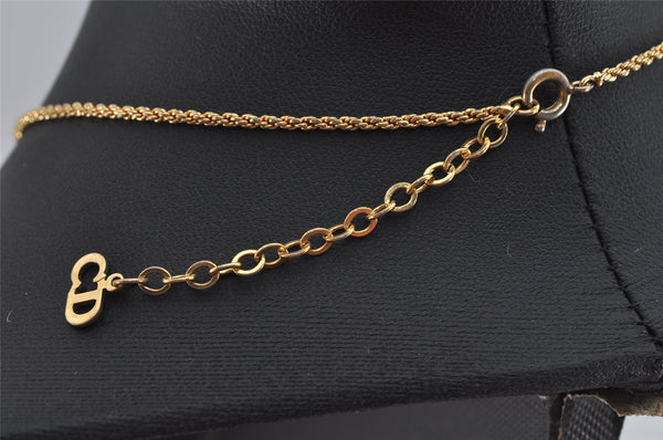 Authentic Christian Dior Gold Tone Chain Pendant Necklace CD 9928J