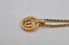 Authentic Christian Dior Gold Tone Chain Pendant Necklace CD 9928J