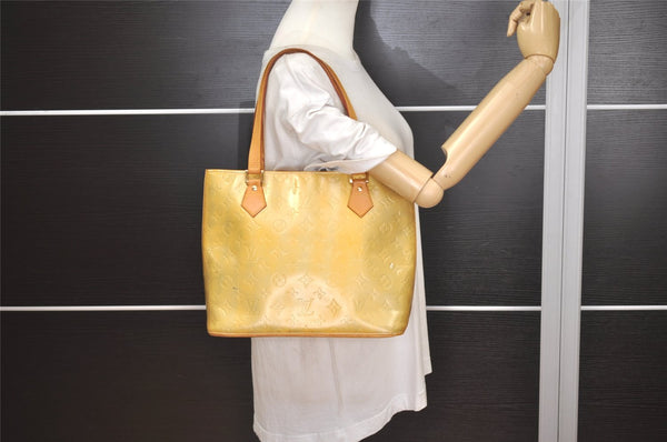 Authentic Louis Vuitton Vernis Houston Shoulder Hand Bag Yellow M91053 LV 9929J