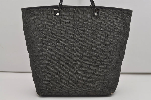Authentic GUCCI Vintage Shoulder Tote Bag GG Canvas Leather 31243 Black 9930I