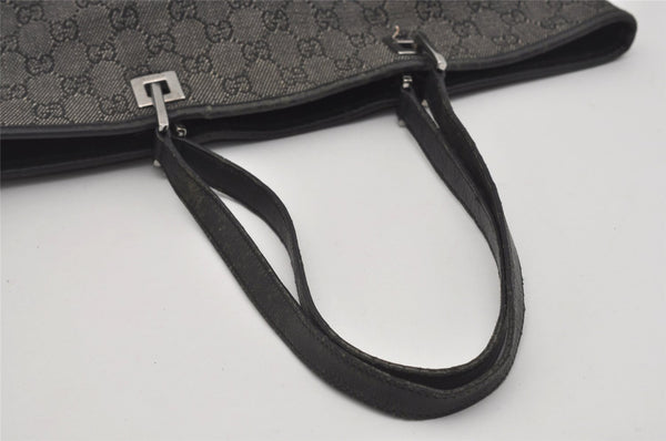 Authentic GUCCI Vintage Shoulder Tote Bag GG Canvas Leather 31243 Black 9930I