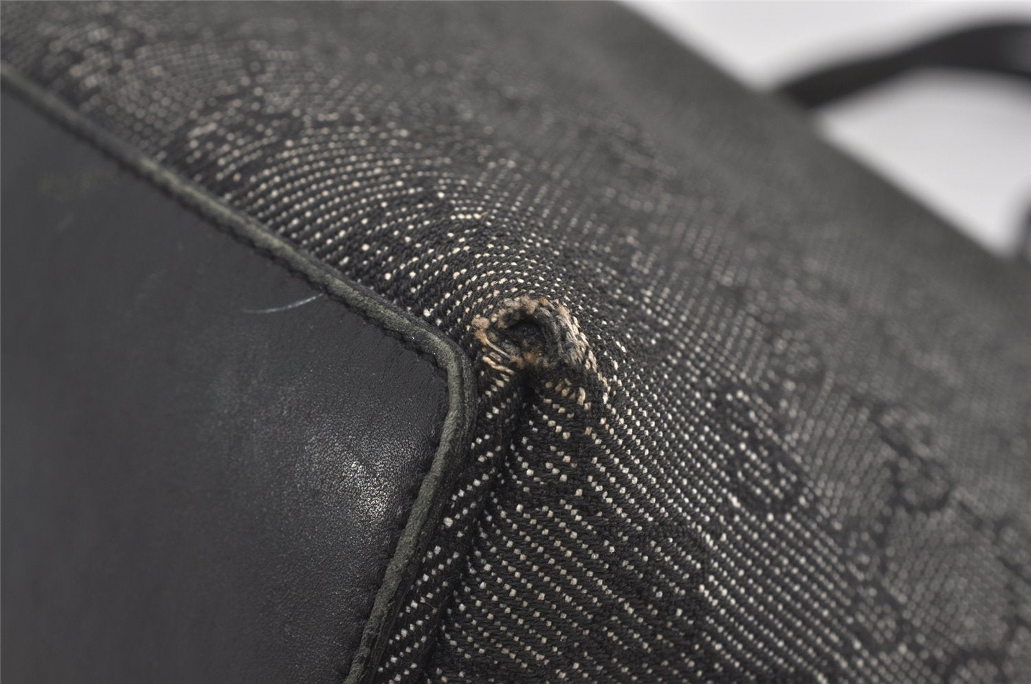 Authentic GUCCI Vintage Shoulder Tote Bag GG Canvas Leather 31243 Black 9930I