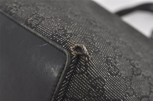 Authentic GUCCI Vintage Shoulder Tote Bag GG Canvas Leather 31243 Black 9930I