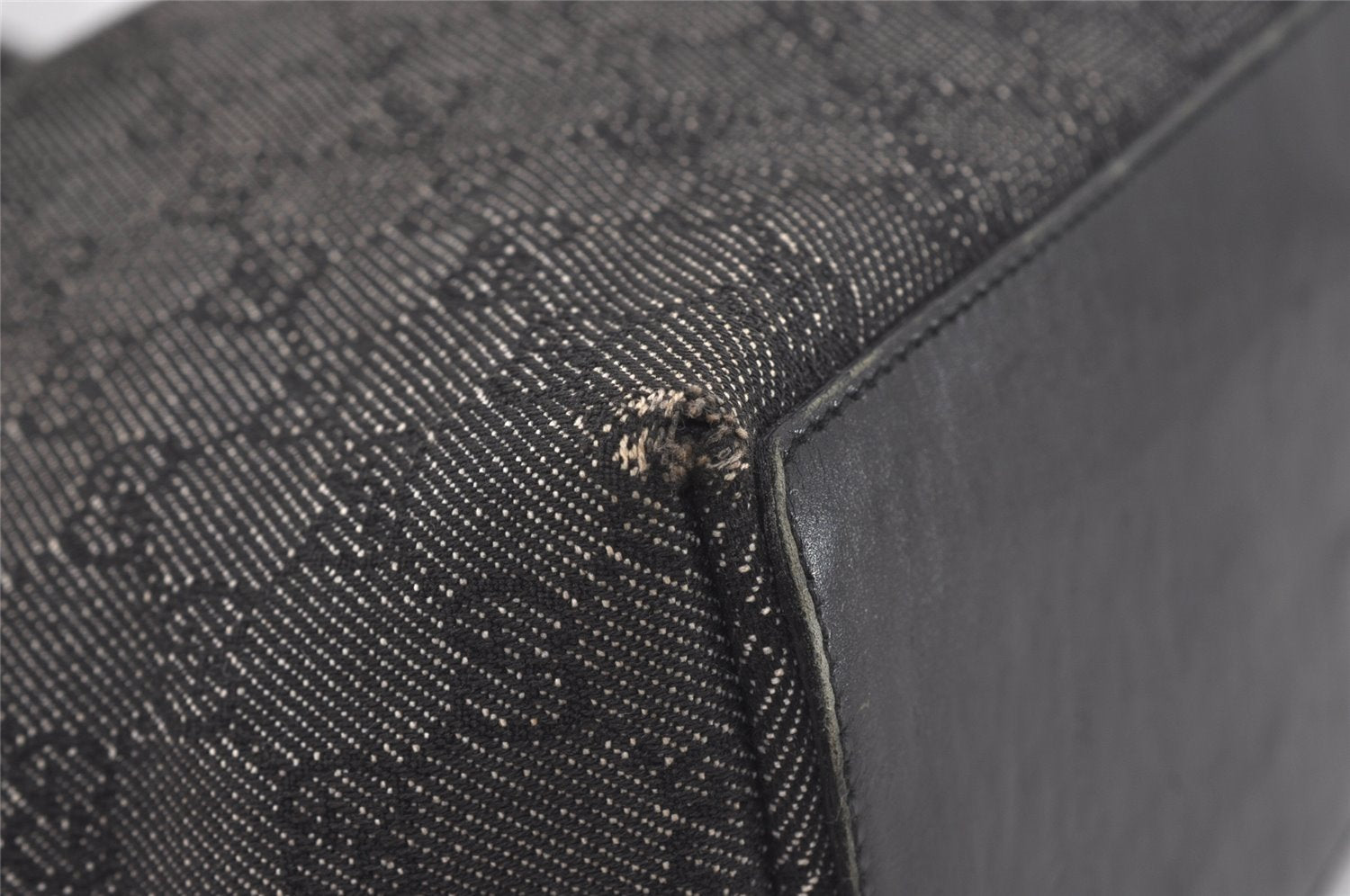 Authentic GUCCI Vintage Shoulder Tote Bag GG Canvas Leather 31243 Black 9930I