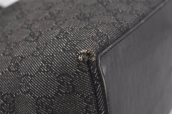 Authentic GUCCI Vintage Shoulder Tote Bag GG Canvas Leather 31243 Black 9930I