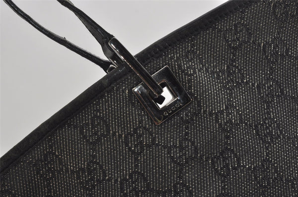 Authentic GUCCI Vintage Shoulder Tote Bag GG Canvas Leather 31243 Black 9930I