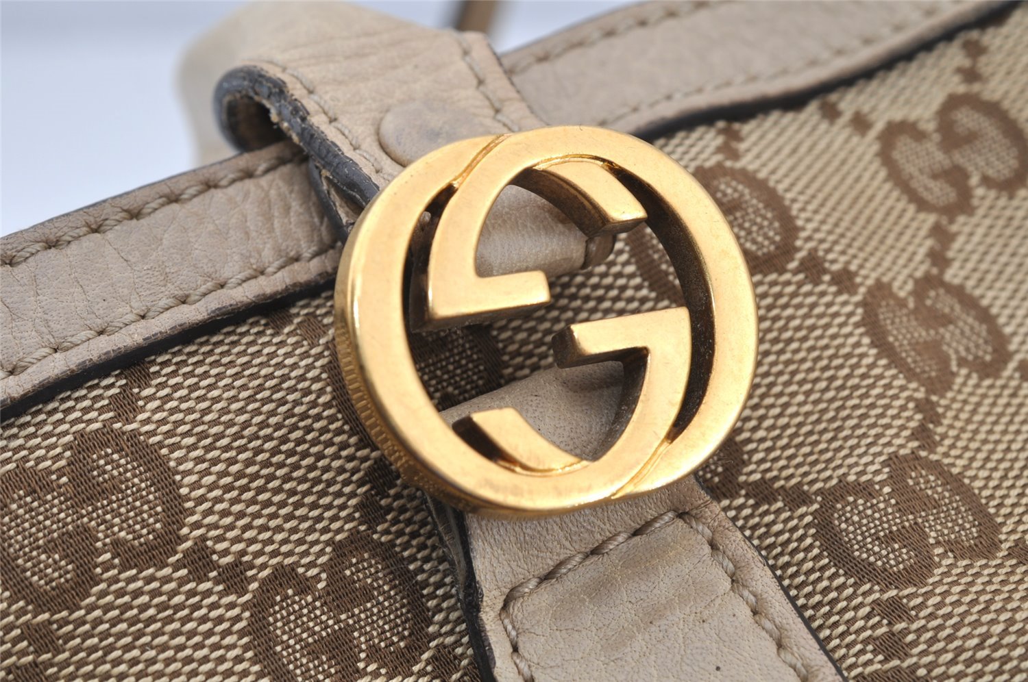 Authentic GUCCI Miss GG Canvas Leather Shoulder Tote Bag 353122 Brown 9932I