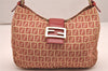 Authentic FENDI Zucchino Shoulder Hand Bag Purse Canvas Leather Red 9933I