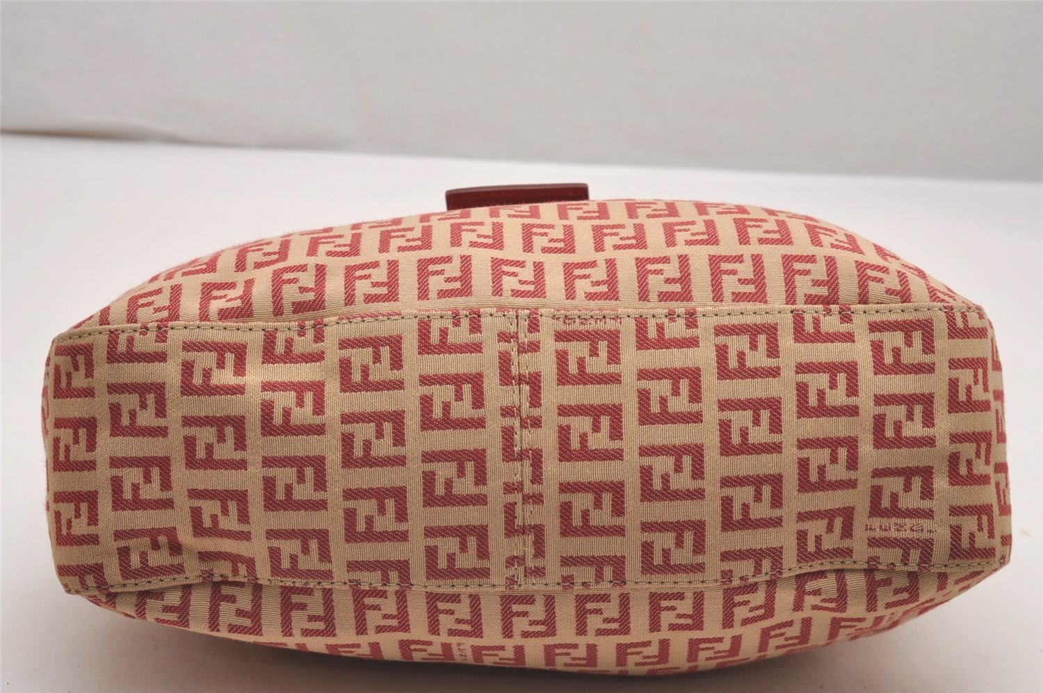 Authentic FENDI Zucchino Shoulder Hand Bag Purse Canvas Leather Red 9933I