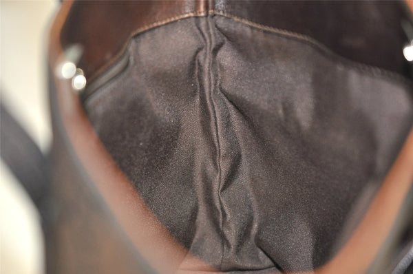 Authentic GUCCI Tote Hand Bag Purse GG Nylon Leather 105650 Brown Junk 9933J