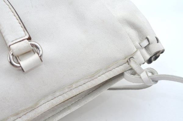 Authentic PRADA Vintage BOW SOFT Leather Hand Bag Purse BN0703 White 9934I