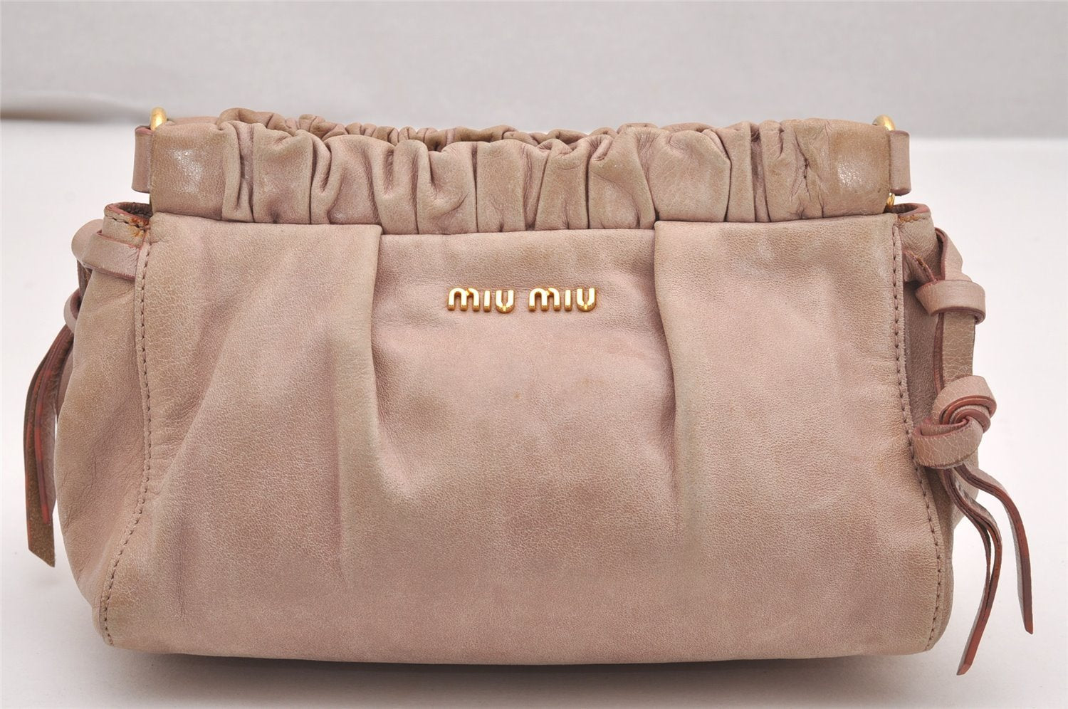 Authentic MIU MIU Vintage Leather Shoulder Cross Body Bag Purse Pink 9935I