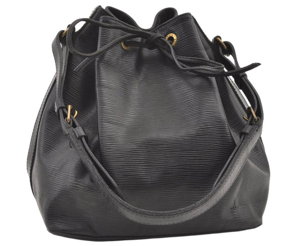 Authentic Louis Vuitton Epi Petit Noe Shoulder Drawstring Bag M59012 Black 9938J