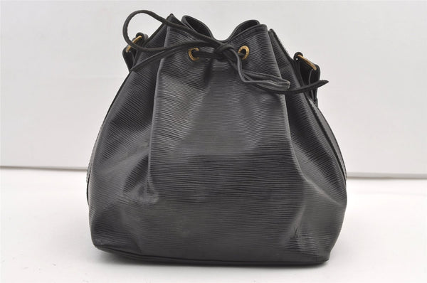 Authentic Louis Vuitton Epi Petit Noe Shoulder Drawstring Bag M59012 Black 9938J