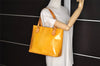 Authentic Louis Vuitton Vernis Houston Shoulder Hand Bag Yellow M91055 LV 9939J