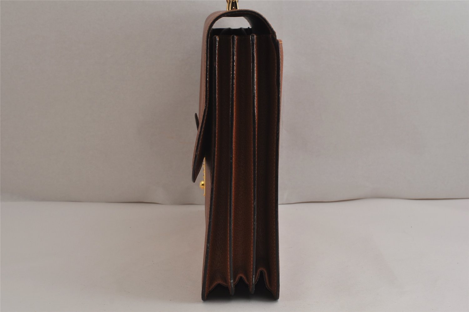 Authentic GUCCI Vintage Briefcase Business Hand Bag Leather Brown 9940J