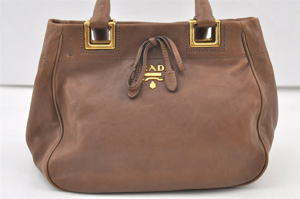 Authentic PRADA Vintage Leather 2Way Shoulder Hand Bag Purse Brown 9945J