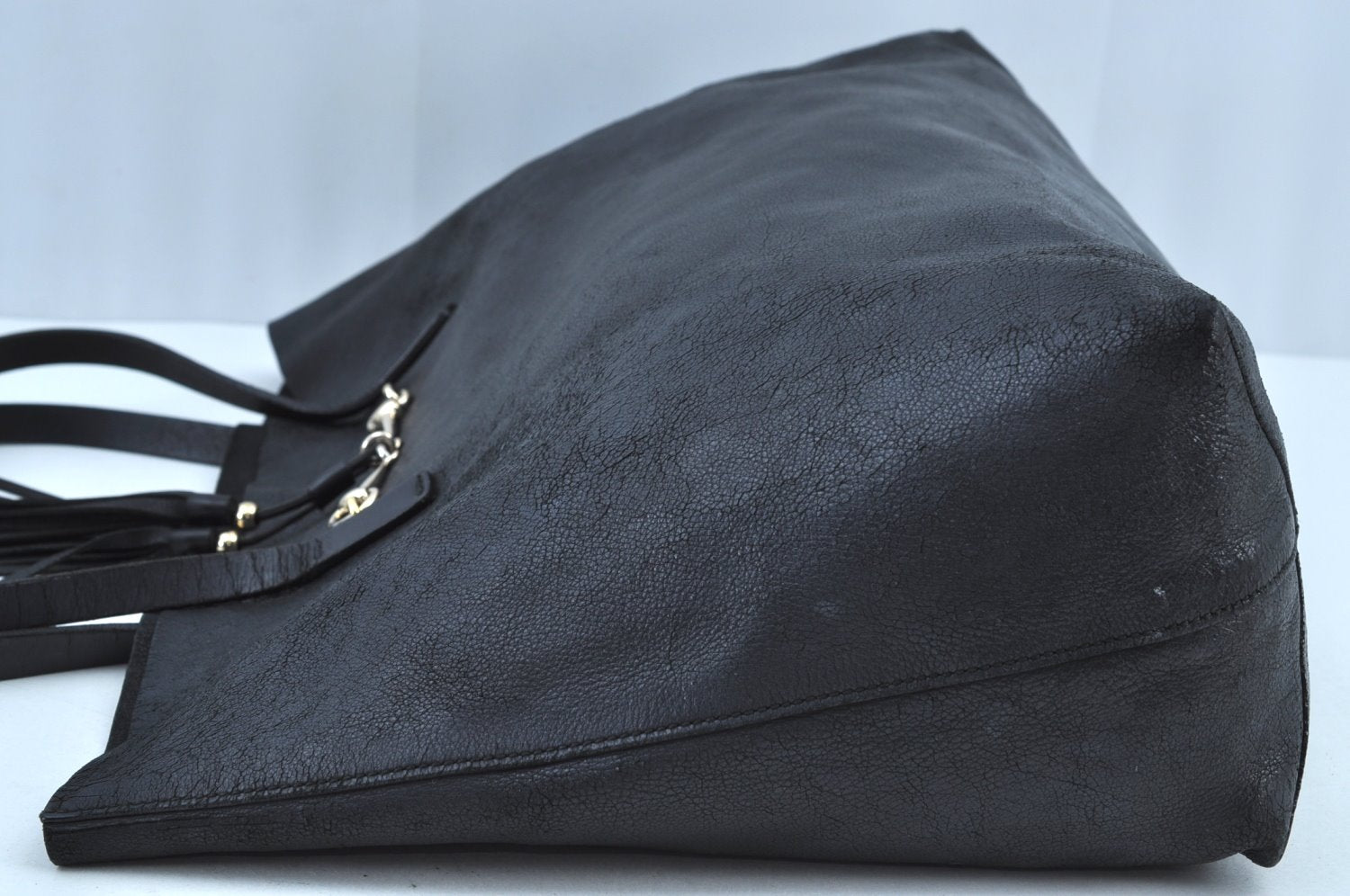 Authentic GUCCI Vintage Horsebit Shoulder Tote Bag Leather 297007 Black 9952G