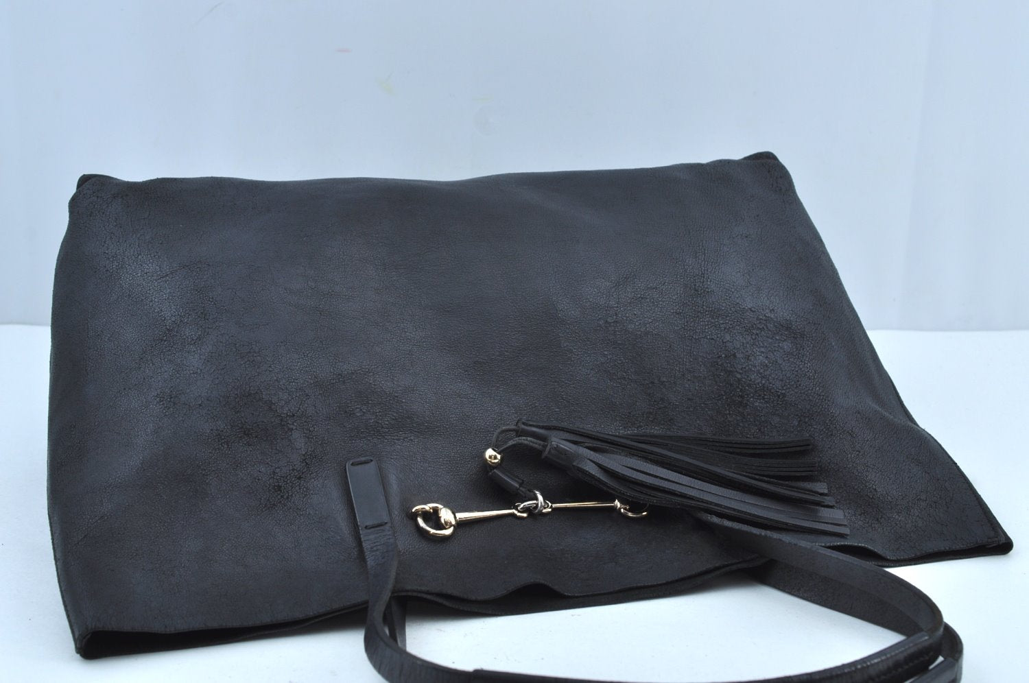 Authentic GUCCI Vintage Horsebit Shoulder Tote Bag Leather 297007 Black 9952G