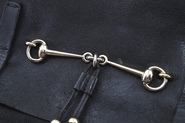 Authentic GUCCI Vintage Horsebit Shoulder Tote Bag Leather 297007 Black 9952G