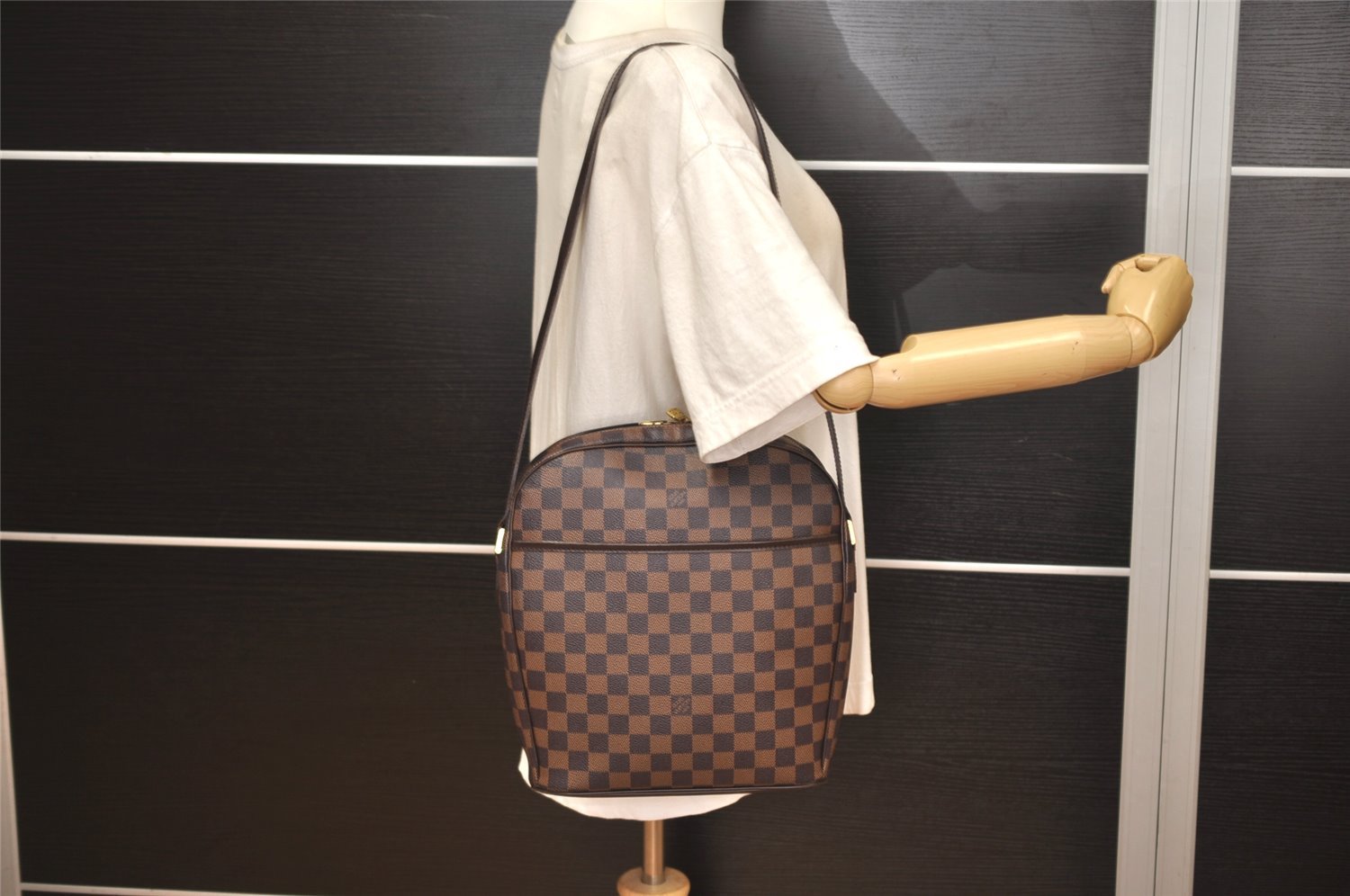 Authentic Louis Vuitton Damier Ipanema GM Shoulder Cross Bag N51292 LV 9952J