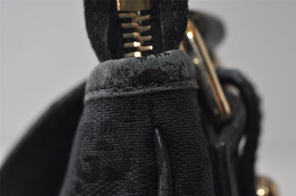 Authentic GUCCI Sherry Line Shoulder Cross Bag GG Canvas Leather Black 9954I
