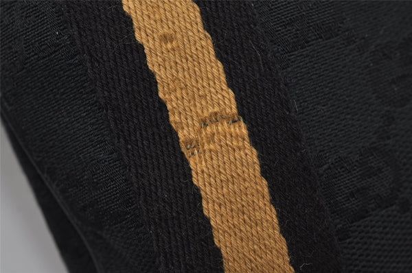 Authentic GUCCI Sherry Line Shoulder Cross Bag GG Canvas Leather Black 9954I