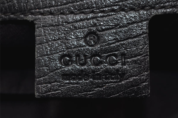 Authentic GUCCI Sherry Line Shoulder Cross Bag GG Canvas Leather Black 9954I