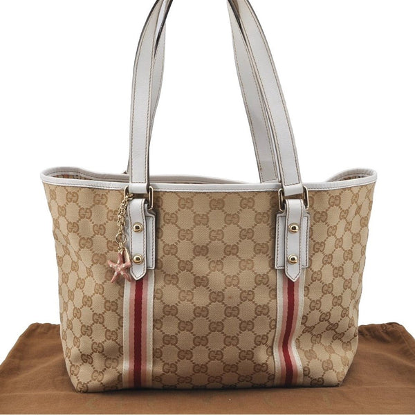 Authentic GUCCI Sherry Line Shoulder Tote Bag GG Canvas Leather Beige 9956I