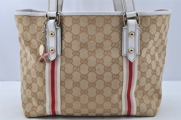 Authentic GUCCI Sherry Line Shoulder Tote Bag GG Canvas Leather Beige 9956I