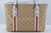Authentic GUCCI Sherry Line Shoulder Tote Bag GG Canvas Leather Beige 9956I