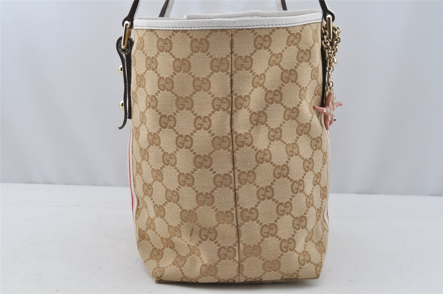 Authentic GUCCI Sherry Line Shoulder Tote Bag GG Canvas Leather Beige 9956I
