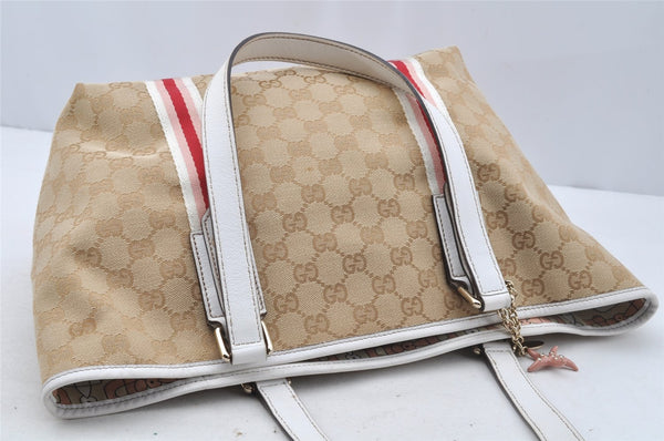 Authentic GUCCI Sherry Line Shoulder Tote Bag GG Canvas Leather Beige 9956I