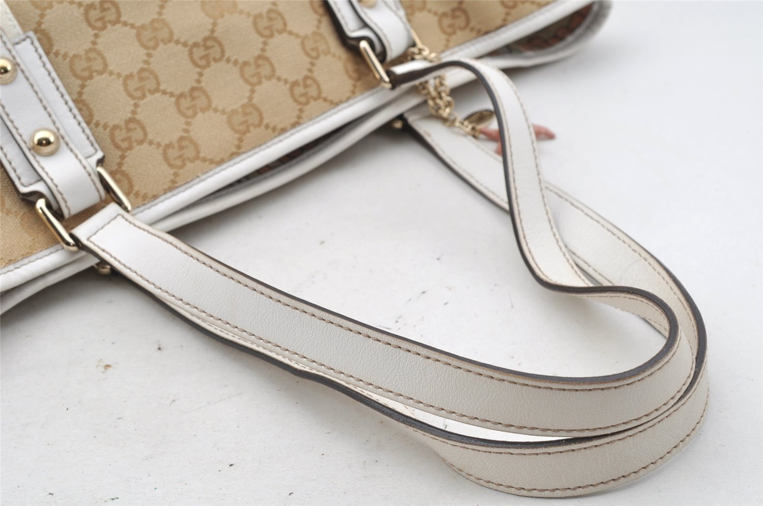 Authentic GUCCI Sherry Line Shoulder Tote Bag GG Canvas Leather Beige 9956I