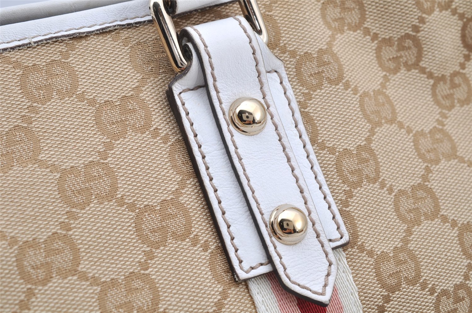 Authentic GUCCI Sherry Line Shoulder Tote Bag GG Canvas Leather Beige 9956I