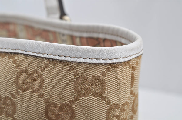 Authentic GUCCI Sherry Line Shoulder Tote Bag GG Canvas Leather Beige 9956I