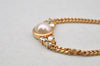 Authentic Christian Dior Gold Tone Chain Rhinestone Pendant Necklace Box 9957I