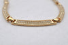 Authentic Christian Dior Gold Tone Chain Rhinestone Pendant Necklace Box 9958I