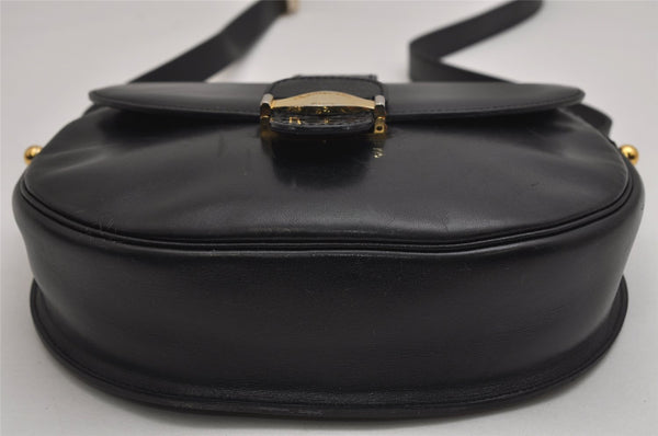 Authentic Christian Dior Shoulder Cross Body Bag Purse Leather Black 9958J