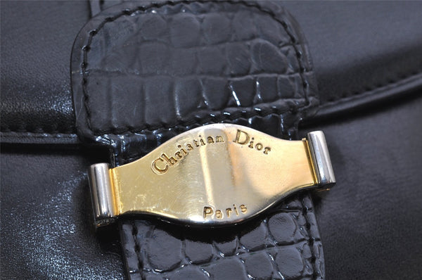 Authentic Christian Dior Shoulder Cross Body Bag Purse Leather Black 9958J