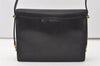 Authentic CELINE Vintage Horse Carriage Shoulder Bag Purse Leather Black 9959I