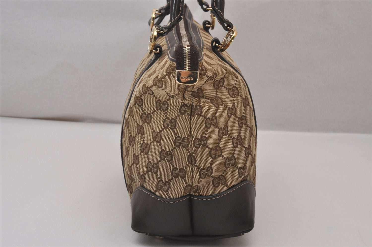 Authentic GUCCI Lovely Heart Tote Hand Bag GG Canvas Leather 257069 Brown 9962I