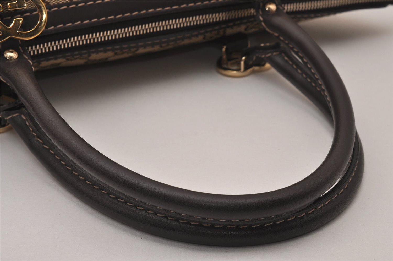 Authentic GUCCI Lovely Heart Tote Hand Bag GG Canvas Leather 257069 Brown 9962I