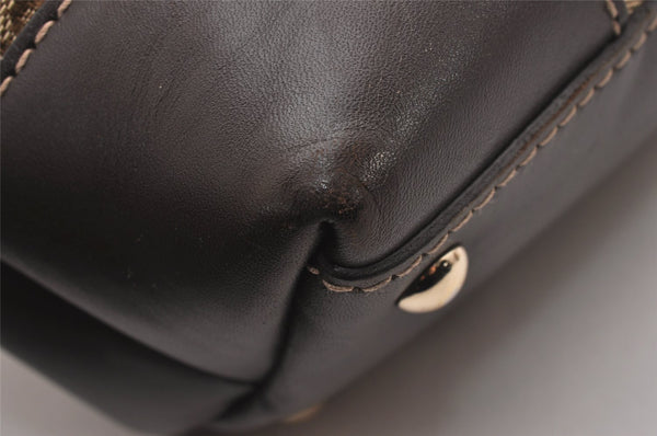 Authentic GUCCI Lovely Heart Tote Hand Bag GG Canvas Leather 257069 Brown 9962I