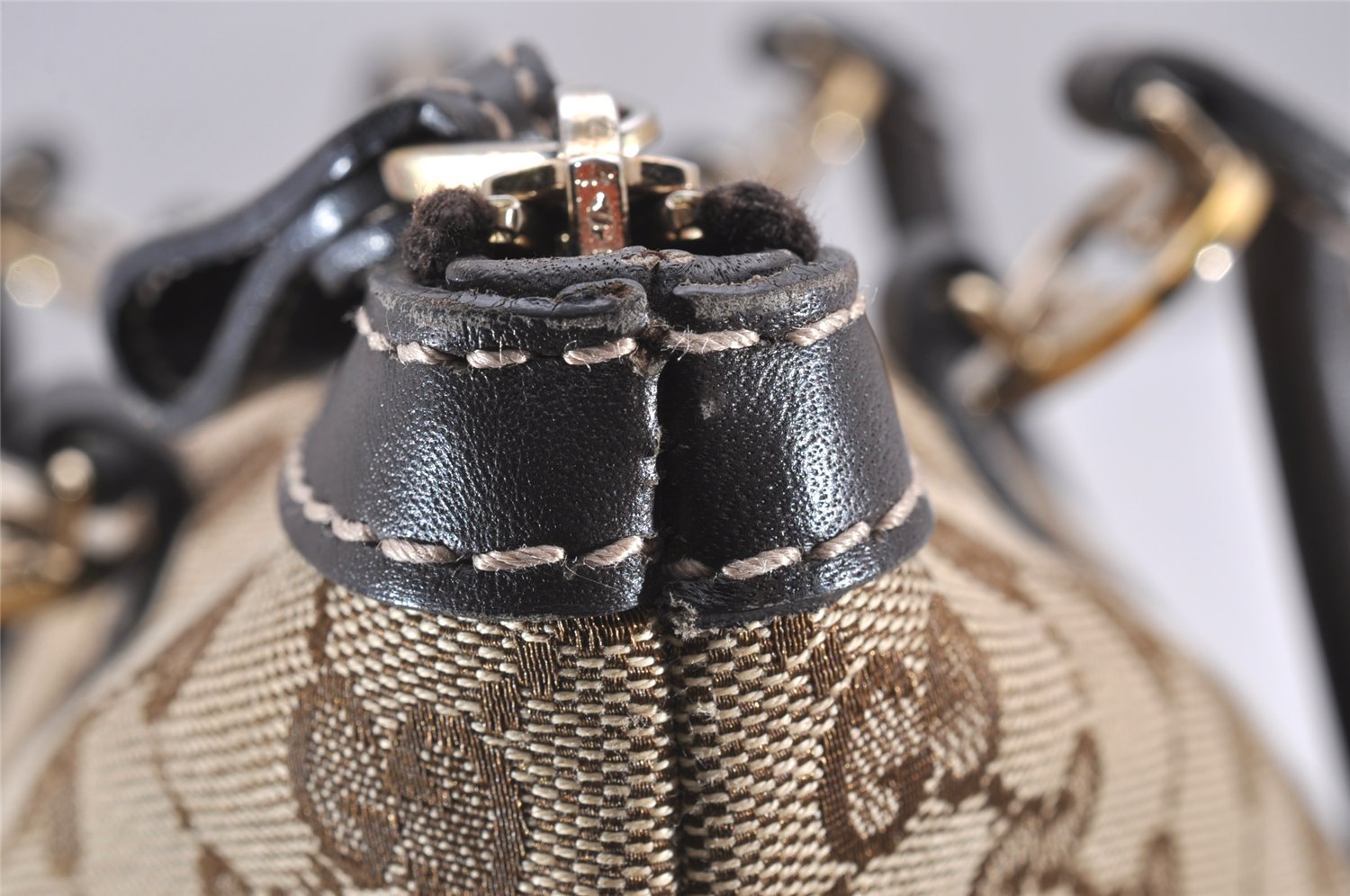 Authentic GUCCI Lovely Heart Tote Hand Bag GG Canvas Leather 257069 Brown 9962I