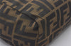 Authentic FENDI Vintage Zucca Hand Bag Purse Nylon Leather Brown 9966I