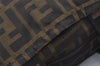 Authentic FENDI Vintage Zucca Hand Bag Purse Nylon Leather Brown 9966I