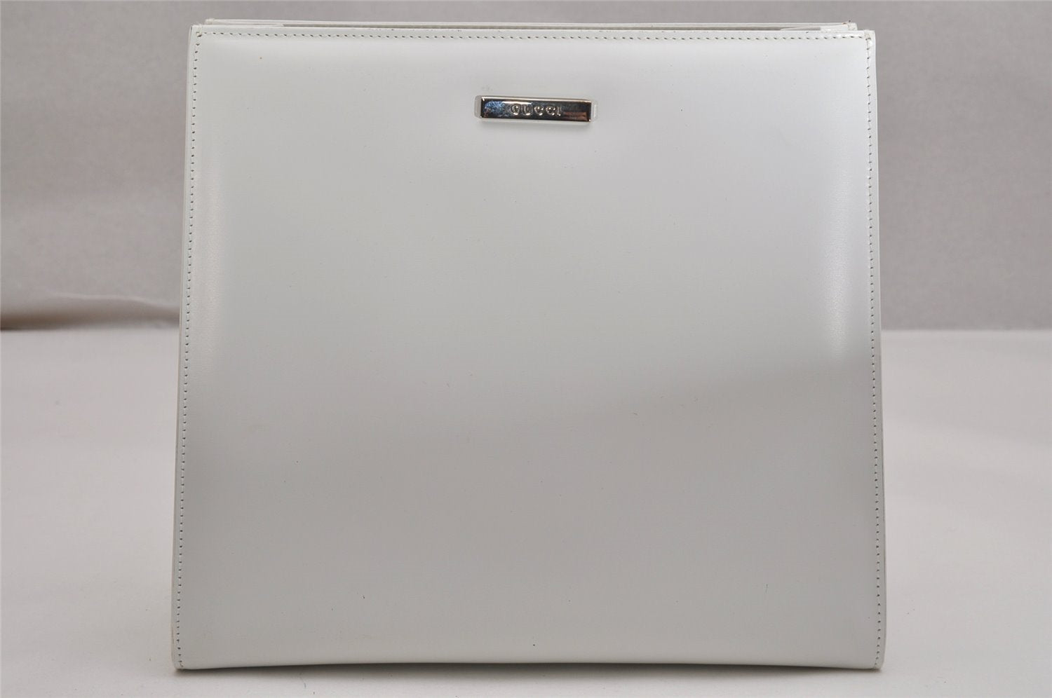 Authentic GUCCI Vintage 2in1 Tote Hand Bag Vinyl Leather Clear White Junk 9968J