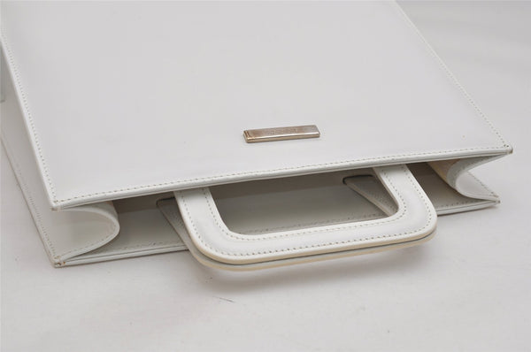 Authentic GUCCI Vintage 2in1 Tote Hand Bag Vinyl Leather Clear White Junk 9968J