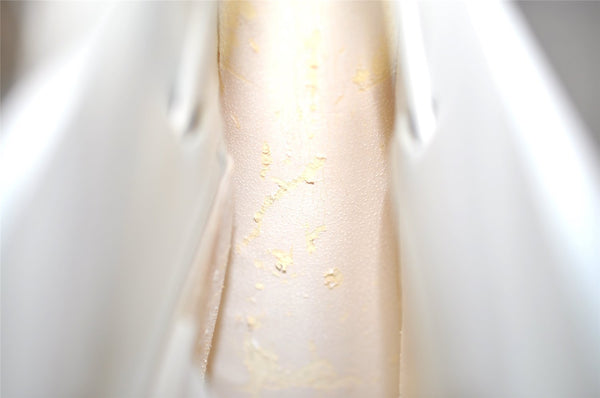 Authentic GUCCI Vintage 2in1 Tote Hand Bag Vinyl Leather Clear White Junk 9968J